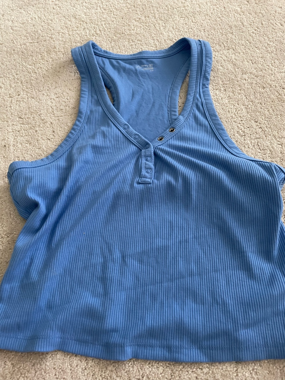 Aerie Blue Ribbed Henley Tank Top